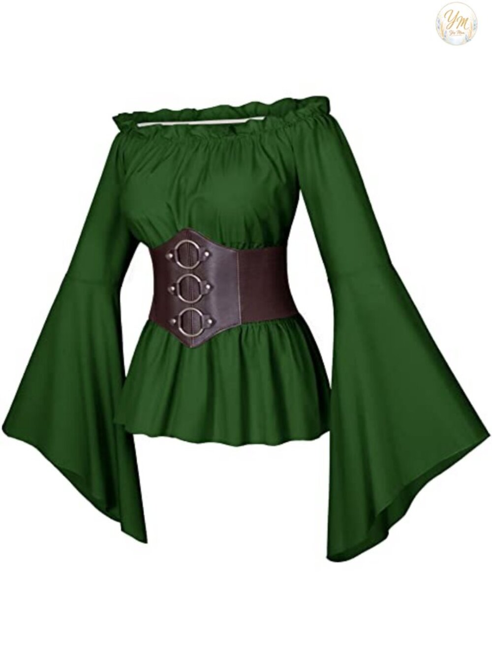 Womens Renaissance Victorian Peasant Ruffle Smocked Waist Boho Pirate Blouse
